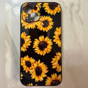 Sunflower Pattern Phone Case - Black and Yellow